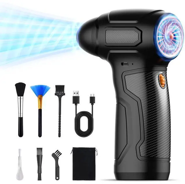 Main image of Tomzio Compressed Air Duster - 200,000RPM Electric Air Duster, Canned Air Blower Alternative for PC, Keyboard, Building Toys, Campfire, Leaf, Home Cleaning (Orange)