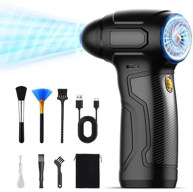 Main image of Tomzio Compressed Air Duster - 200,000RPM Electric Air Duster, Canned Air Blower Alternative for PC, Keyboard, Building Toys, Campfire, Leaf, Home Cleaning (Yellow)