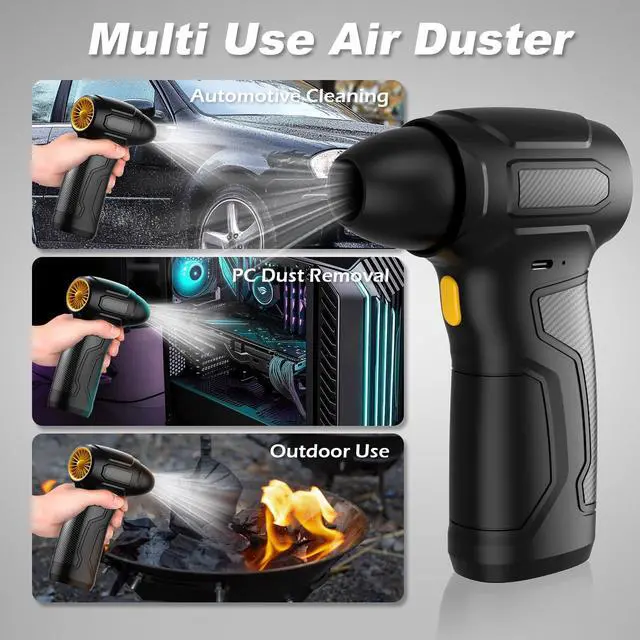 Alt view image 3 of 5 - Tomzio Compressed Air Duster - 200,000RPM Electric Air Duster, Canned Air Blower Alternative for PC, Keyboard, Building Toys, Campfire, Leaf, Home Cleaning (Yellow)