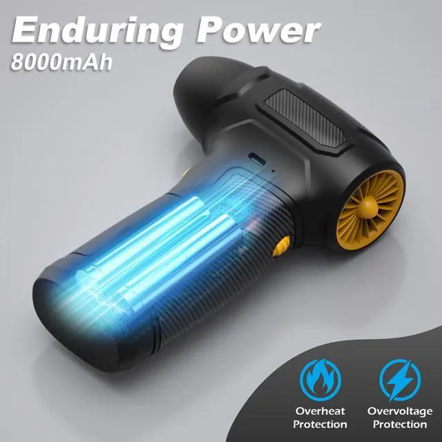 Alt view image 5 of 5 - Tomzio Compressed Air Duster - 200,000RPM Electric Air Duster, Canned Air Blower Alternative for PC, Keyboard, Building Toys, Campfire, Leaf, Home Cleaning (Yellow)