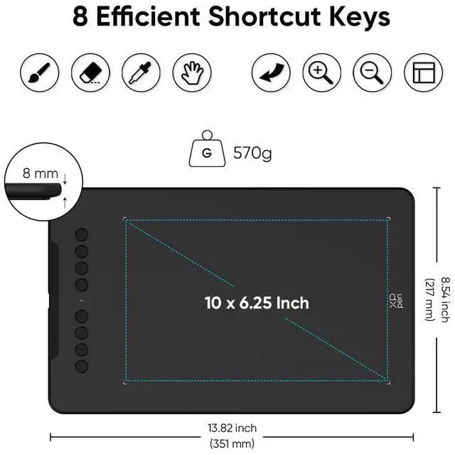 Alt view image 3 of 5 - XPPen Updated Deco 01 V3 Drawing Tablet, 16384 Pressure Sensitivity, 8 Custom Shortcuts, 220 Report Rate for OSU Drawing Pad, Remote Teaching & Animation, Compatible with Android, Windows, macOS