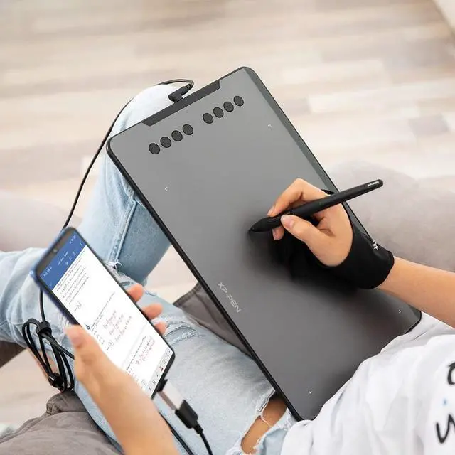 Alt view image 3 of 5 - XPPen Updated Deco 01 V3 Drawing Tablet-16384 Levels of Pressure Battery-Free Stylus 10x6 Inch OSU Graphic Tablet, 8 Hotkeys for Digital Art and AC42 Graphics Tablet Stand Drawing Tablet Stand Laptop