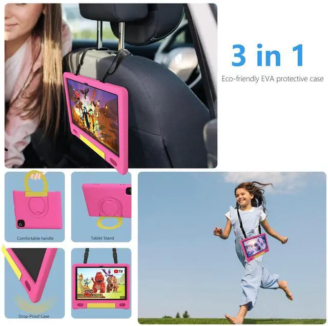 Alt view image 2 of 5 - YACXBTK Tablet for Kids 10.1 inch Android 14 6000mHA 8GB RAM+64GB ROM(Expandable to 1TB Kids Tablet Age 3-12 with Case& Lanyard WiFi6 Google Kids Space Parental Control 1280 * 800 HD Screen Pink