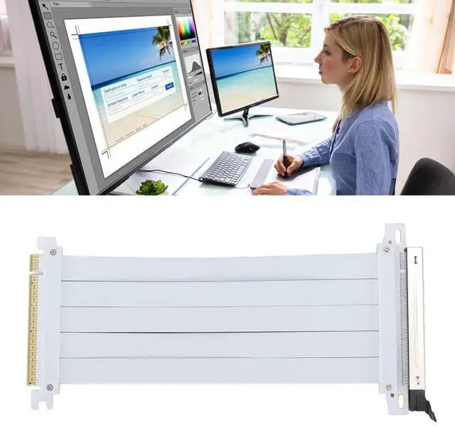 Alt view image 2 of 5 - Yunseity PCIE 5.0 Extender Card Cable, GPU Riser Cable, Compatible with RTX4090 (ti) and RX8900 (xt), for PC Cases, AI Applications, ITX Builds, PCIe 4.0 & WRX80SE (30cm)