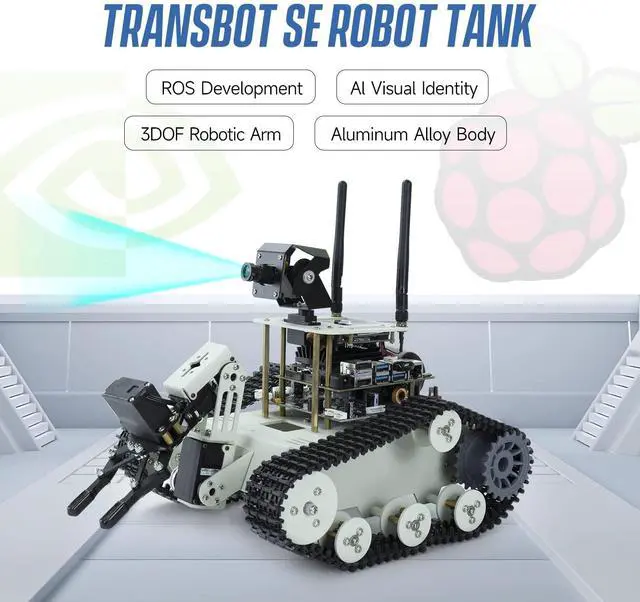 Alt view image 3 of 5 - Yahboom Raspberry Pi 5 Robot Track Tank Car Kit with Robotic Arm Artificial Intelligence Learning Electronic Programming for Teens Adults (Transbot-SE without Pi)