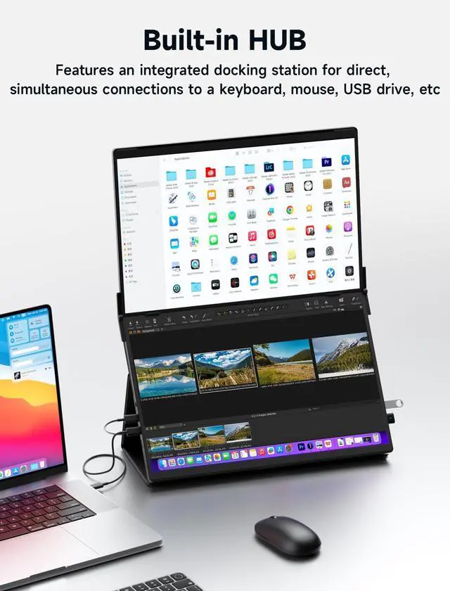 Alt view image 5 of 5 - JSAUX FlipGo Pro 13.5" 2.2K Dual Screen Portable Monitor & Flex Folio