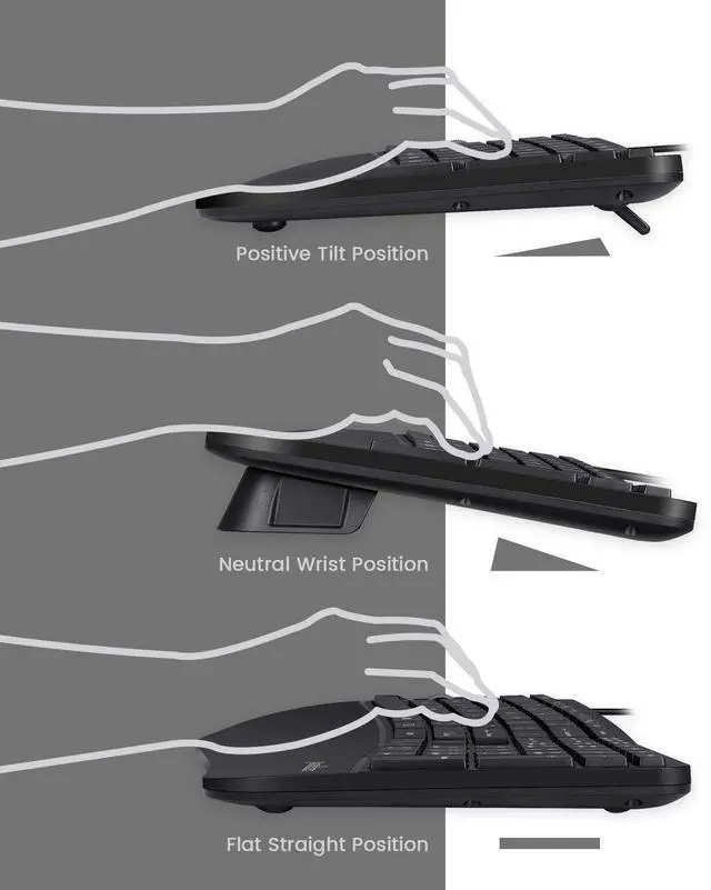 Alt view image 3 of 4 - Perixx Periduo-505, Wired USB Ergonomic Split Keyboard and Vertical Mouse Combo with Adjustable Palm Rest and Short Tactical Membrane Keys, US English Layout