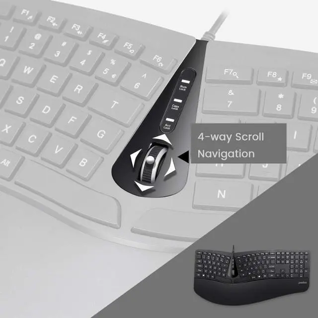 Alt view image 4 of 4 - Perixx Periduo-505, Wired USB Ergonomic Split Keyboard and Vertical Mouse Combo with Adjustable Palm Rest and Short Tactical Membrane Keys, US English Layout