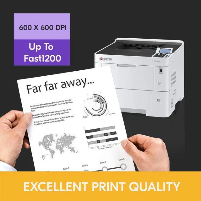 Alt view image 4 of 5 - KYOCERA ECOSYS PA4500x Monochrome Laser Printer, 47 ppm, 600 x 600 dpi and Up to Fine 1200 dpi, 600 Sheet Tray, 100 Sheet MPT, Duplex, 5 Line LCD w/Hard Key Panel, Gigabit Ethernet, USB, 512 MB