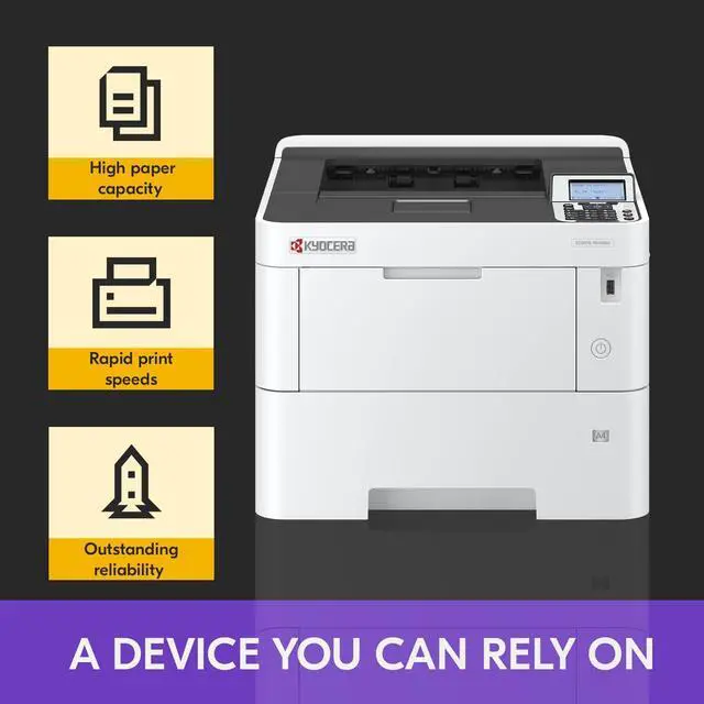 Alt view image 5 of 5 - KYOCERA ECOSYS PA4500x Monochrome Laser Printer, 47 ppm, 600 x 600 dpi and Up to Fine 1200 dpi, 600 Sheet Tray, 100 Sheet MPT, Duplex, 5 Line LCD w/Hard Key Panel, Gigabit Ethernet, USB, 512 MB