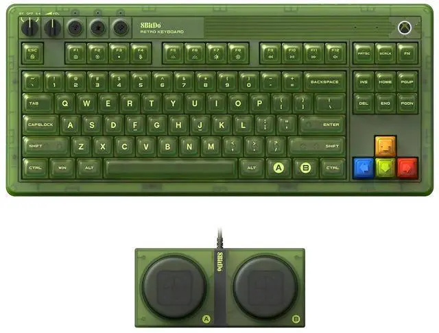 Main image of AKNES 8Bitdo Retro Mechanical Keyboard, Hot Swappable, Dual Super Programmable Buttons, RGB Backlight Gaming TKL Keyboard with 87 Keys, Bluetooth/2.4G/USB-C Keyboard for Windows&Android-X Box Edition