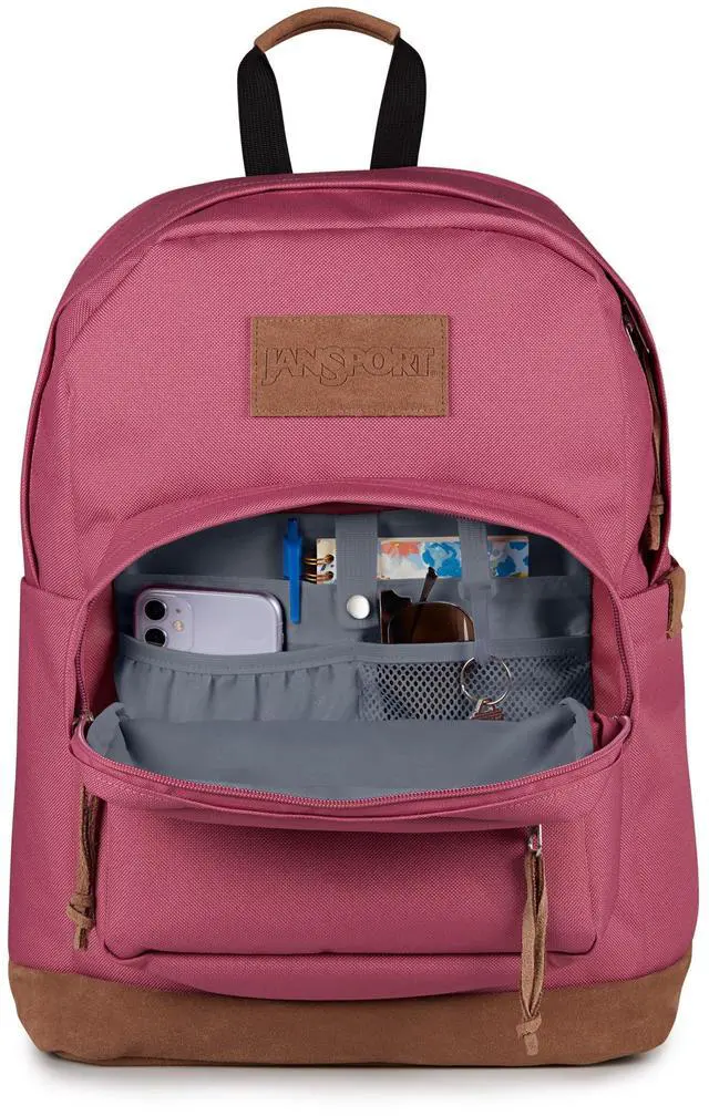 Alt view image 4 of 5 - JanSport Right Pack Premium Backpack - Durable Daypack with Padded 15" Laptop Sleeve, Spacious Main Compartment & Integrated Water Bottle Pocket, Mauve Haze