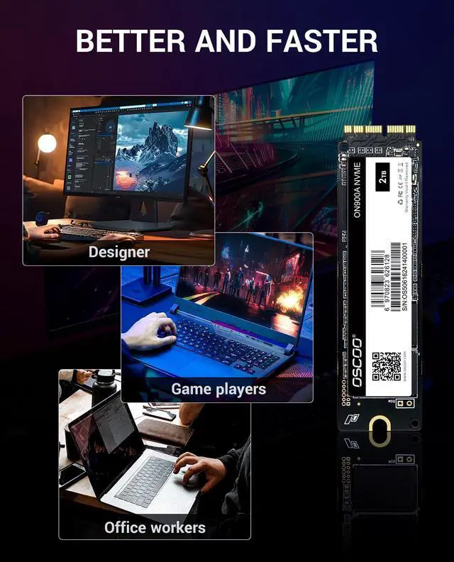 Alt view image 3 of 5 - ON900A NVMe SSD for MacBook, PCIe Gen 3.0 x4, 2TB, Read/Write up to 3500/3000 MB/s, Compatible with MacBook Air 2013-2017, MacBook Pro 2013-2016, Mac Mini 2014, iMac 2012-2018, and Mac Pro 2013