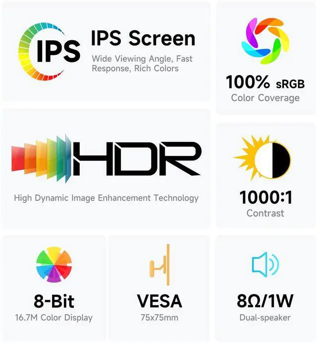 Alt view image 2 of 5 - AYY 16" 2.5K 120Hz Portable Monitor, 2560x1600 HDR IPS Display, QHD 100% sRGB, USB-C & HDMI, Eye Care External Second Screen, for Laptop/PC/Phone/PS4/5/Xbox/Switch