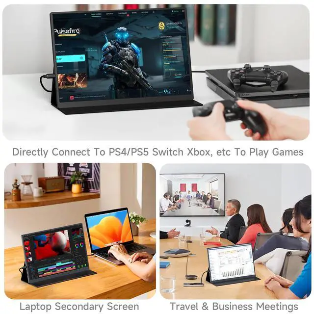 Alt view image 4 of 5 - AYY 16" 2.5K 120Hz Portable Monitor, 2560x1600 HDR IPS Display, QHD 100% sRGB, USB-C & HDMI, Eye Care External Second Screen, for Laptop/PC/Phone/PS4/5/Xbox/Switch
