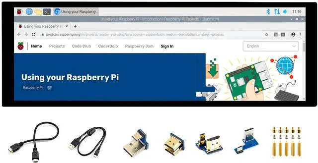 Main image of waveshare 7.9inch HDMI LCD 7.9" 400x1280 Capacitive Touch Screen LCD IPS Display Monitor, Toughened Glass Cover Support Raspberry Pi/Jetson Nano/PC/Windows 10/Raspbian/Ubuntu/Kali/WIN10 IoT/Retropie