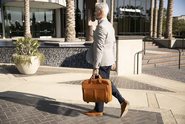 Alt view image 2 of 5 - Solo Walker Leather Rolling Laptop Bag, Tan