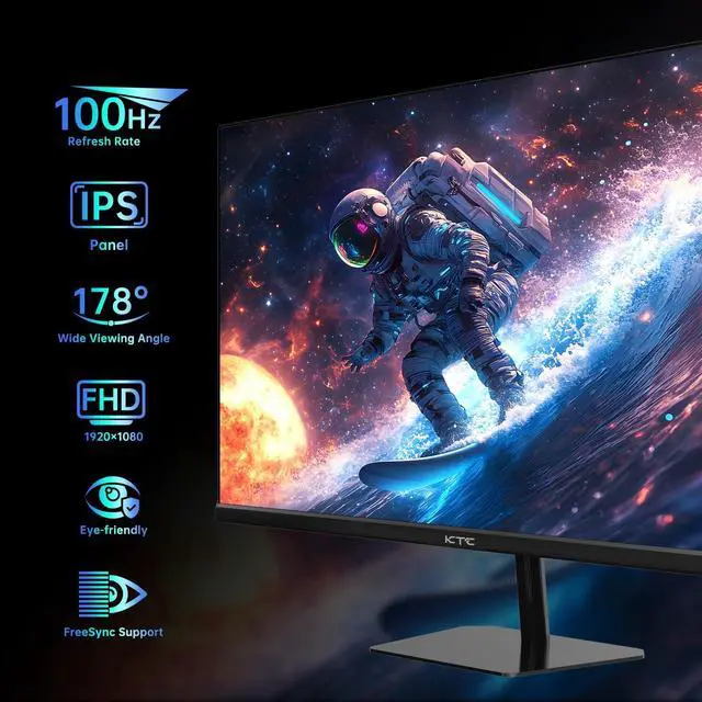 Alt view image 2 of 5 - KTC 24.5 Inch FHD 100Hz IPS Computer Monitor, 1080P Eye Care PC Gaming Monitor, Adaptive-Sync, Low Blue Light, HDR, VESA Mount with HDMI VGA for Home Office, H25B7