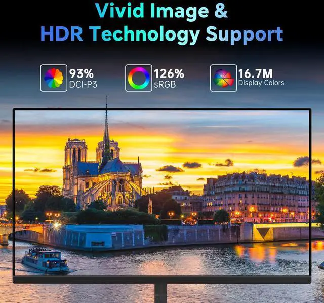 Alt view image 3 of 5 - KTC 24.5 Inch FHD 100Hz IPS Computer Monitor, 1080P Eye Care PC Gaming Monitor, Adaptive-Sync, Low Blue Light, HDR, VESA Mount with HDMI VGA for Home Office, H25B7