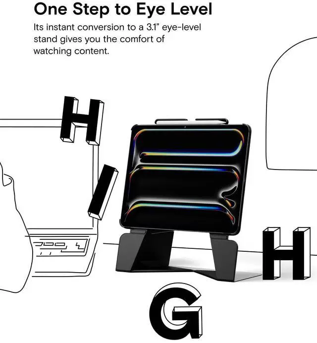 Alt view image 3 of 5 - MOFT Folio Case for iPad Air 13 inch (M2/M3) with Detachable Pencil Holder, Protective & Lightweight,Durable MOVAS Material and Comfortable Touch for Browsing,Drawing, Studying, Sidecar, Pepper Mint