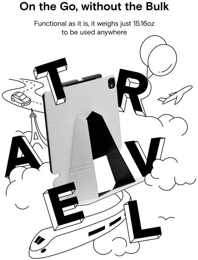 Alt view image 5 of 5 - MOFT Folio Case for iPad Air 13 inch (M2/M3) with Detachable Pencil Holder, Protective & Lightweight,Durable MOVAS Material and Comfortable Touch for Browsing,Drawing, Studying, Sidecar, Pepper Mint