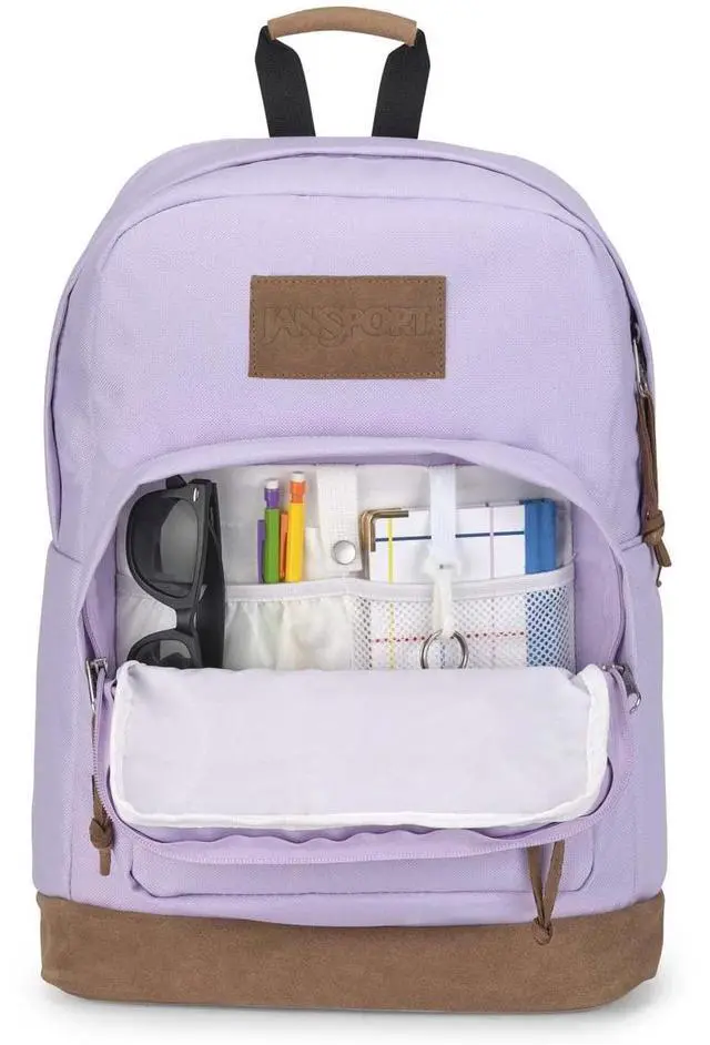 Alt view image 4 of 5 - JanSport Right Pack Premium Backpack - Durable Daypack with Padded 15" Laptop Sleeve, Spacious Main Compartment & Integrated Water Bottle Pocket, Pastel Lilac