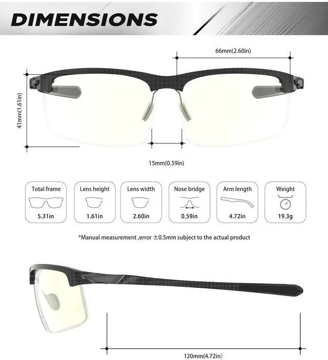 Alt view image 3 of 5 - ANYLUV Blue Light Glasses Men Blue Light Blocking Glasses Carbon Fiber Temple Gaming Computer Glasses Anti Eye Strain