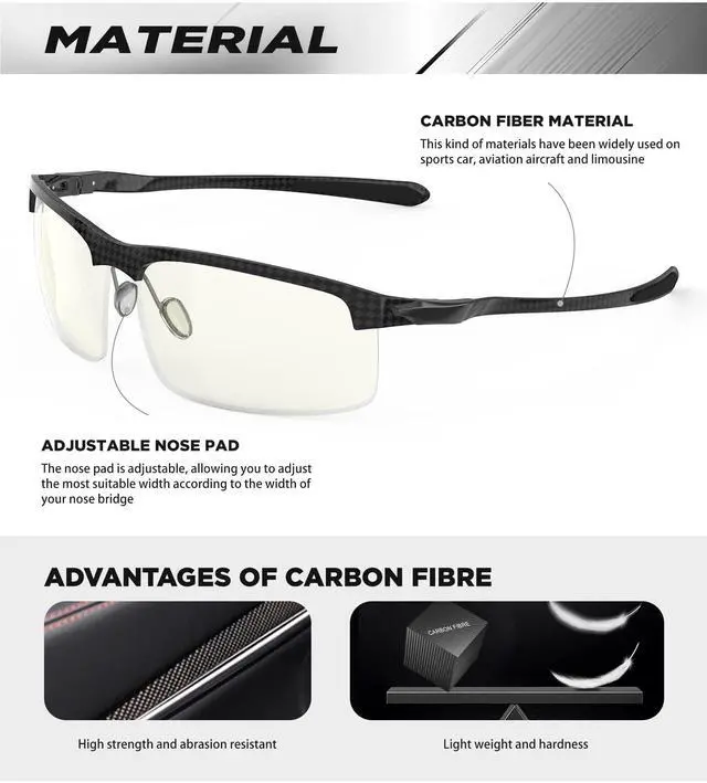 Alt view image 5 of 5 - ANYLUV Blue Light Glasses Men Blue Light Blocking Glasses Carbon Fiber Temple Gaming Computer Glasses Anti Eye Strain