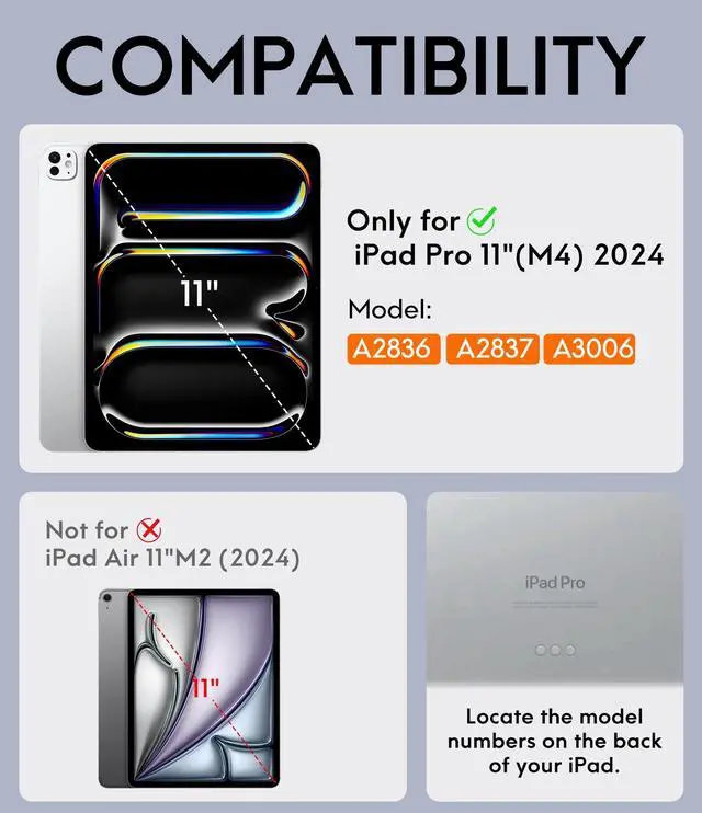 Alt view image 2 of 5 - CHESONA Rugged for iPad Pro 11 (M4) 2024 Case with Keyboard, Magnetic Detachable Case & 7-Color Backlit, Smart Trackpad, 15deg-180deg Adjustable Stand, Portrait/Landscape, Gray