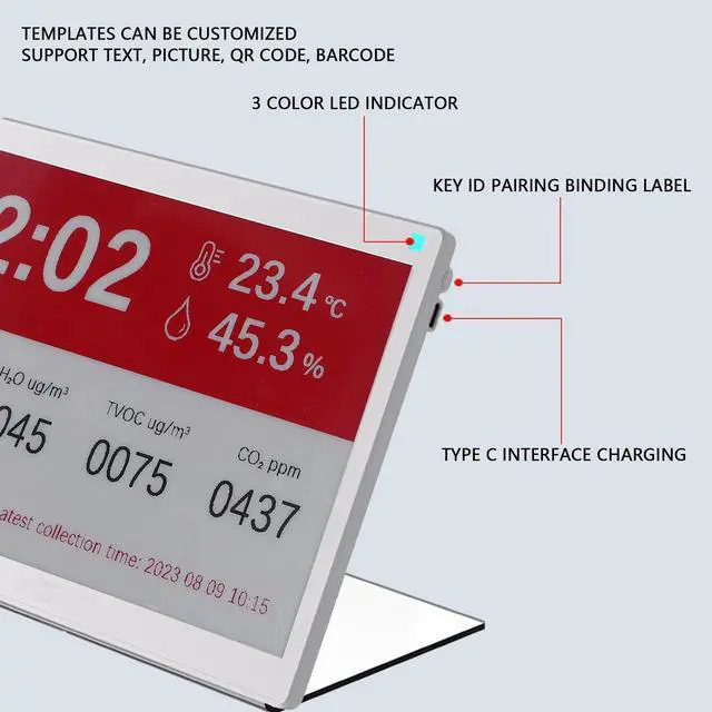 Alt view image 4 of 5 - 7.5inch E Paper Display, Cordless Bluetooth EInk Screen 3 Color, Edit by APP, Built in 4000mAh Battery, E Ink Display Suitable for Offices Libraries Warehouses Supermarkets