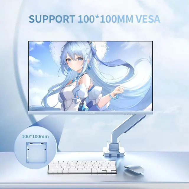 Alt view image 5 of 5 - CUNPU 27 Inch Pastel Blue Gaming Monitor, QHD 2560x1440 Fast IPS 180Hz Computer Monitor, 90% DCI-P3, Adaptive Sync, Built- in Speaker, Height/Swivel/Tilt/Pivot Adjustable Stand, HDMI, Displayport