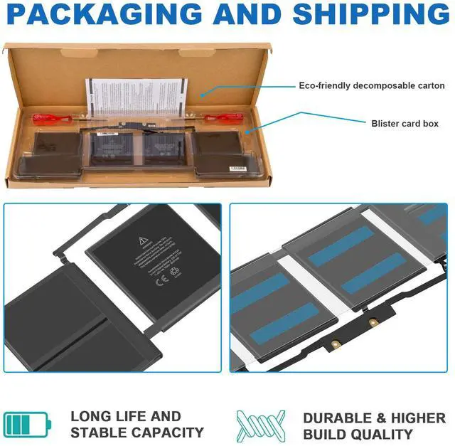 Alt view image 4 of 5 - TREE.NB A1820 Battery Replacement, A1707 Laptop Battery for MacBook Pro 15 A1707 Late 2016 / Mid 2017 EMC 3072 EMC 3162 MLH32CH/A MLH42CH/A MLW72CH/A MLW82CH/A MPTR2LL/A MPTT2LL/A 11.4V 76Wh