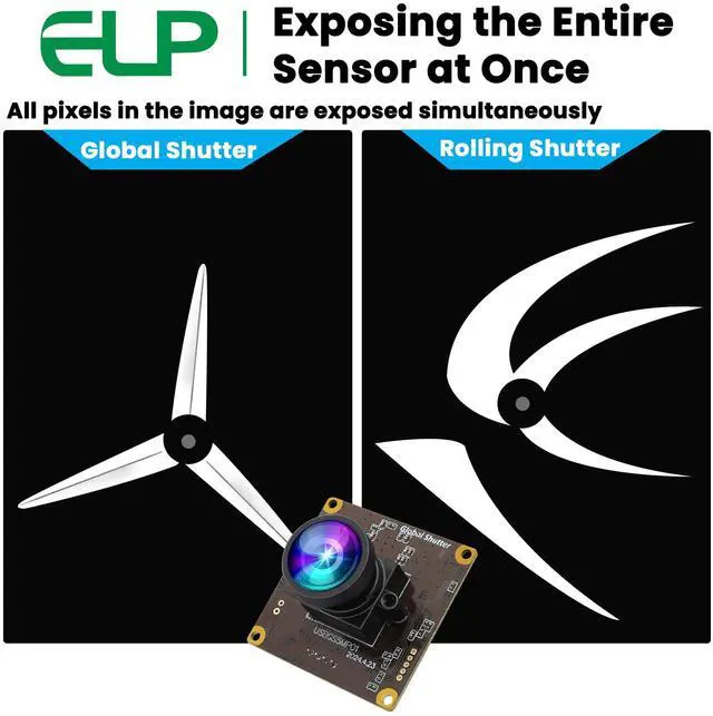 Alt view image 5 of 5 - ELP 5MP Global Shutter 50fps USB Camera - Wide Angle Webcam for Live Streaming (100 No Distortion Lens)