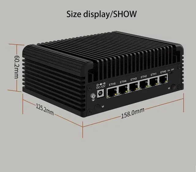 Alt view image 5 of 5 - 6 LAN 2.5G Firewall Router 12th Gen N150 6X i226-V Fanless Mini PC DDR5 2xHDMI2.1 USB3.2 Type-C pf-Sense Proxmox,8GB DDR5 128GB NVMe