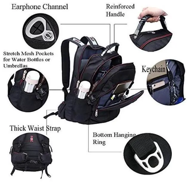 Alt view image 3 of 5 - FREEBIZ 55L 21 Inch High Laptop Backpack fits under 19 Inch Gaming Computer Notebook Macbook for Men (18.4 inch)
