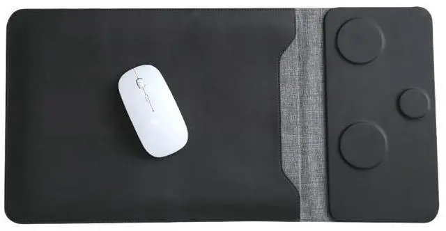 Alt view image 5 of 5 - Gyanm 5 in 1 Wireless Charging Laptop Sleeve 12"-14", Charge 3 Devices at Once, PU Leather Laptop case with Pocket (Black)