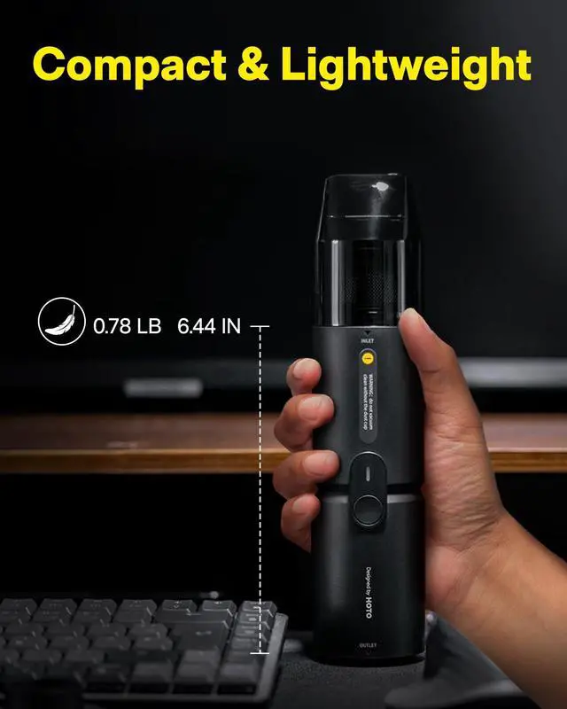 Alt view image 4 of 5 - HOTO Handheld Vacuum Cleaner Cordless, Desk Vacuum Cleaner Compressed Electric Air Duster 15000Pa Suction, 4-in-1 Portable Vortex Vacuum Dust Buster Air Blower for Computer, Keyboard