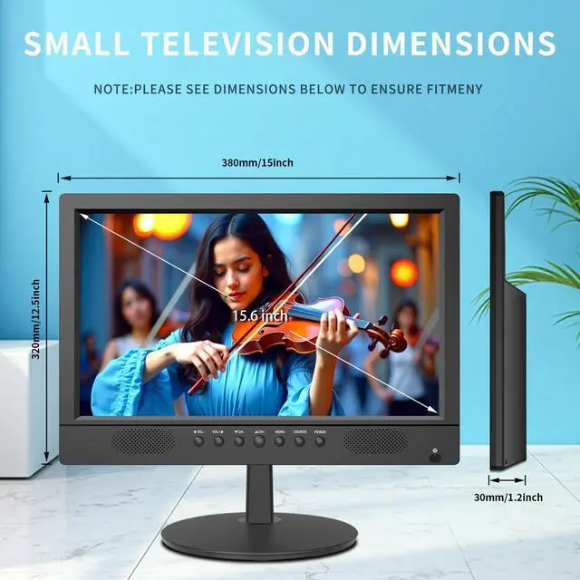 Alt view image 5 of 5 - Jexiop 16 inch Flat Screen TV,Small TV with Remote Control-Perfect Full HD 1080P for Kitchen,Dual Power DC-12V & AC AC Adapter Inputs for Your RV & Kitchen Watch HDTV Anywhere
