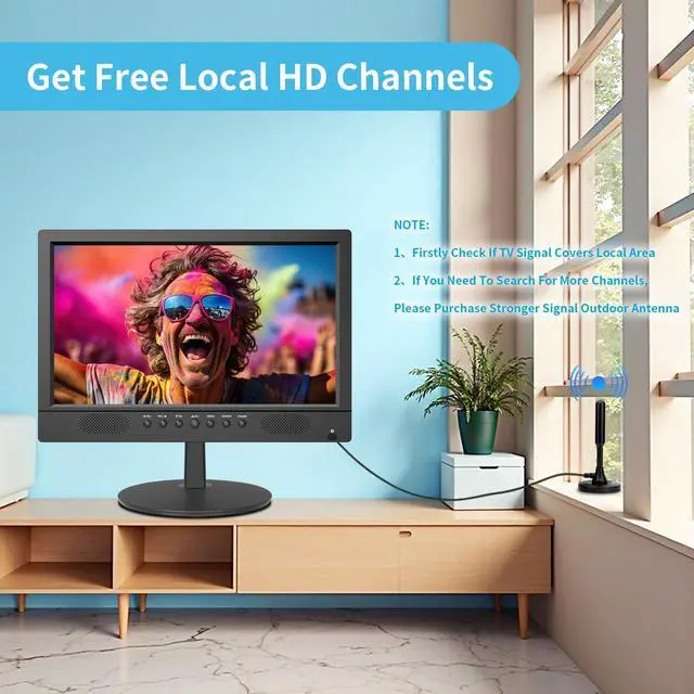 Alt view image 4 of 5 - Jexiop 16 inch Flat Screen TV,Small TV with Remote Control-Perfect Full HD 1080P for Kitchen,Dual Power DC-12V & AC AC Adapter Inputs for Your RV & Kitchen Watch HDTV Anywhere