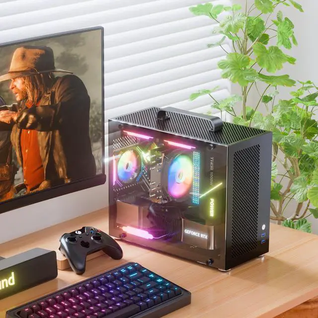 Alt view image 2 of 5 - Micro ATX Case, MATX PC Case for ITX MATX Motherboard, 2X 120mm ARGB Fans Preinstalled, Tempered Glass, Magnetic Dust Filters, Fully Ventilated Airflow, Mini PC Case with USB3.0