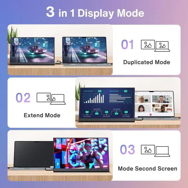 Alt view image 3 of 4 - JYXCN Laptop Screen Extender 14 inch, 1080P IPS Touch Monitor for Laptop with Protect Cover, Suitable for Mac, Wins, Android, Dex (14'' 1080P)