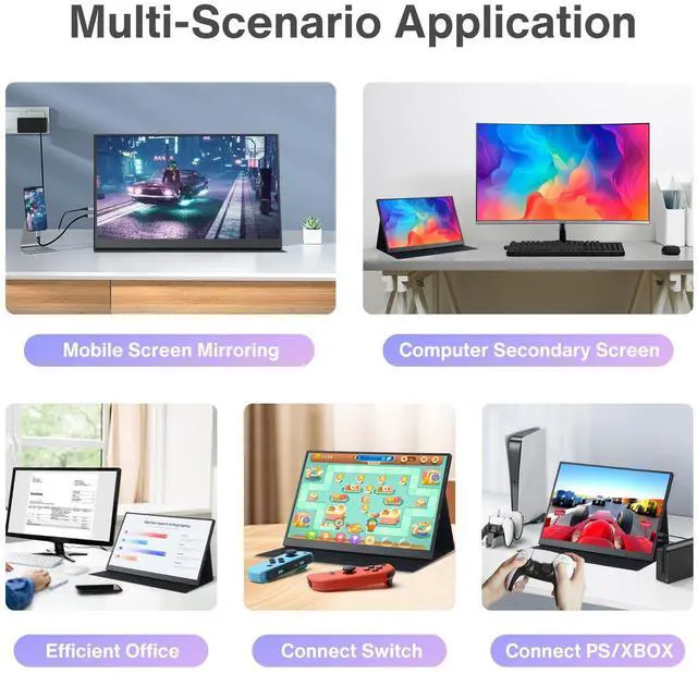 Alt view image 4 of 4 - JYXCN Laptop Screen Extender 14 inch, 1080P IPS Touch Monitor for Laptop with Protect Cover, Suitable for Mac, Wins, Android, Dex (14'' 1080P)