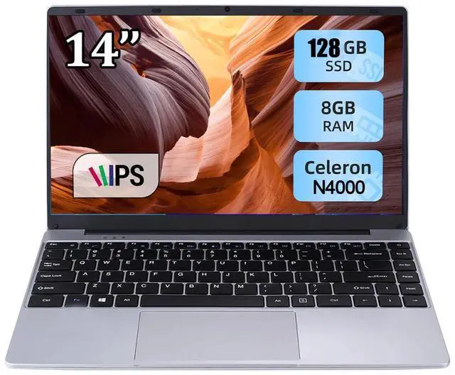 Main image of Kacizes Laptop 14 inch Laptops, 8GB RAM Laptop Computer Windows Laptop Dual-Core with 128GB SSD Storage, Slim and Lightweight, for Travel, Business, School (Silver)