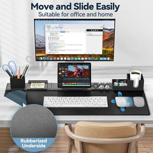 Alt view image 3 of 5 - Desk Pad and Organizer Set and 3 in 1 Adjustable Desk Side Organizer,