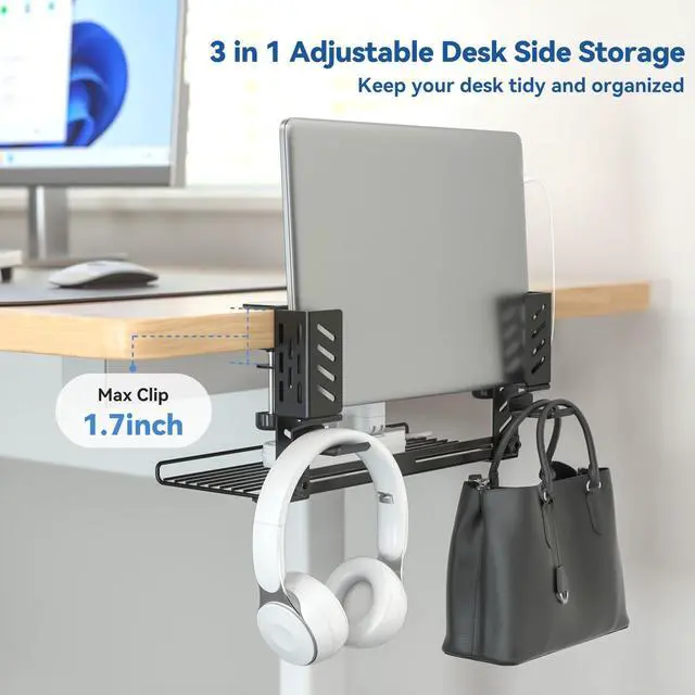 Alt view image 4 of 5 - Desk Pad and Organizer Set and 3 in 1 Adjustable Desk Side Organizer,