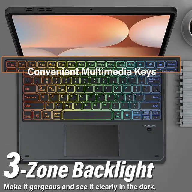 Alt view image 4 of 5 - Touchpad Keyboard Case for Microsoft Surface Pro 7+/Pro 7/Pro 6/Pro 5/Pro LTE 12.3 Inch, LDSOYIA Rainbow Backlit Wireless Trackpad Keyboard PU Cover Case for 12.3" Surface Pro 7/6/5/LTE