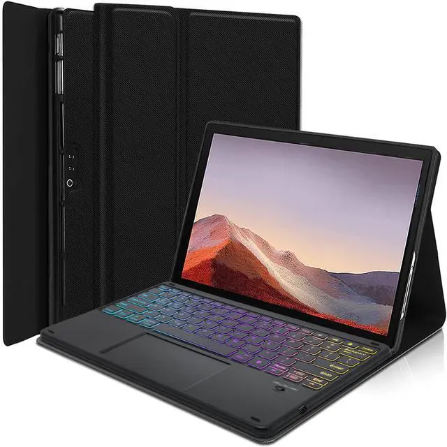 Main image of Touchpad Keyboard Case for Microsoft Surface Pro 7+/Pro 7/Pro 6/Pro 5/Pro LTE 12.3 Inch, LDSOYIA Rainbow Backlit Wireless Trackpad Keyboard PU Cover Case for 12.3" Surface Pro 7/6/5/LTE