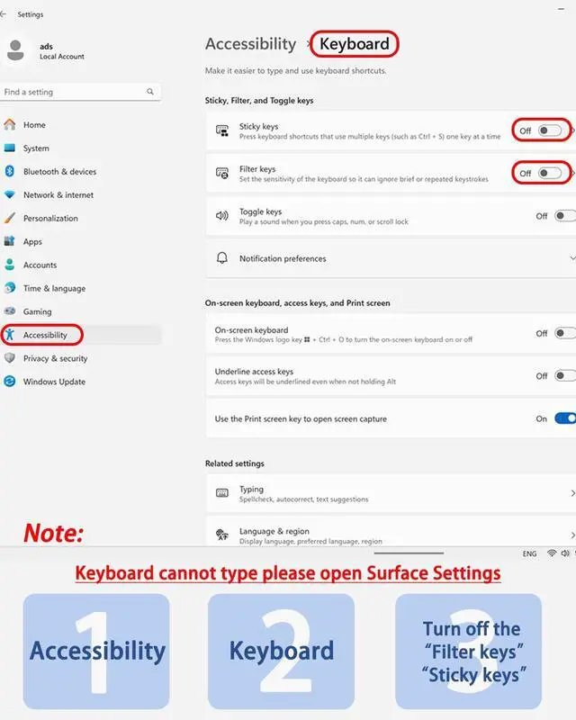 Alt view image 3 of 5 - Surface Pro Keyboard, Wireless Type Cover for Microsoft Surface Pro 11/10/9/8/X, Ultra-Slim Portable Magnetic Bluetooth Keyboard with 7 Color Backlit, Pen Holder, Rechargeable Battery, Trackpad
