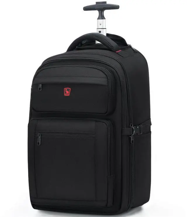 Main image of OIWAS 17.3 inch Rolling Backpack with Wheels, Travel Wheeled Laptop Backpack with Wheels for Adults, Carry on Luggage Business Roller Computer Bag Work Trolley Suitcase Men Women Black