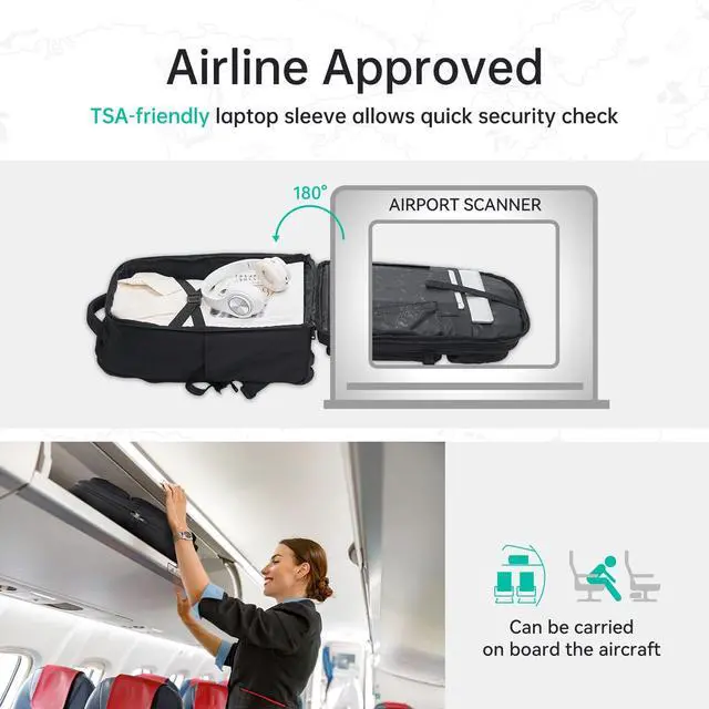 Alt view image 4 of 5 - OIWAS 17.3 inch Rolling Backpack with Wheels, Travel Wheeled Laptop Backpack with Wheels for Adults, Carry on Luggage Business Roller Computer Bag Work Trolley Suitcase Men Women Black